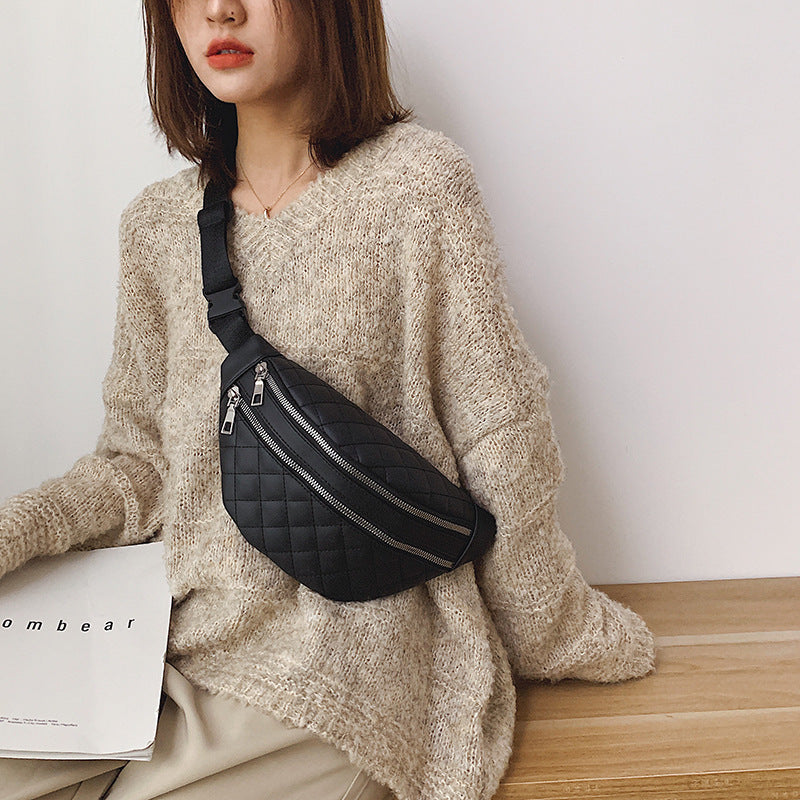 PU Leather Two Tier Waist Bag Shoulder