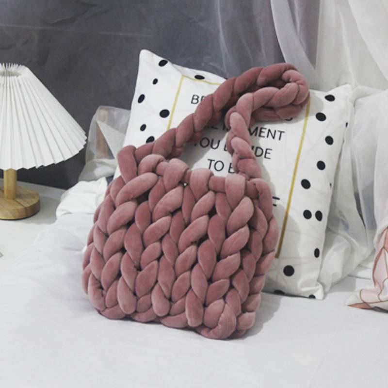 Korean Hand-woven Super Coarse Wool Material Bag