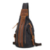 Retro Chest Bag Male Crazy Horse Leather Canvas Bag Multifunctional Single Shoulder Diagonal Bag European And American Backpack Men's Bag