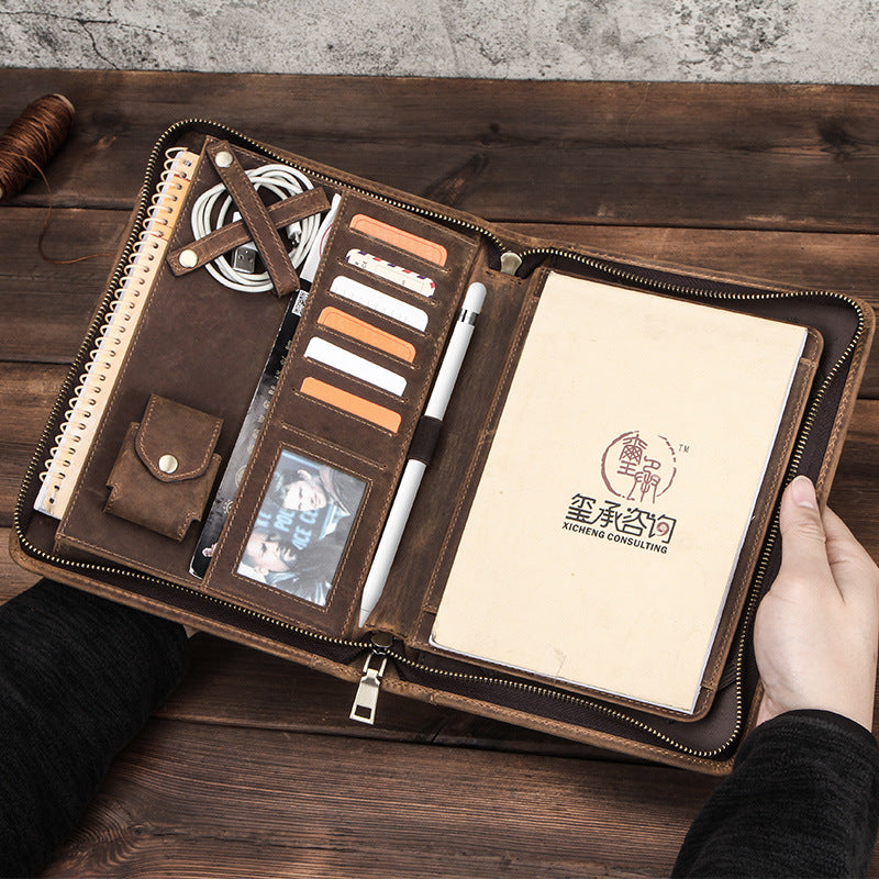 Leather Zipper Multifunctional Flat Leather Case