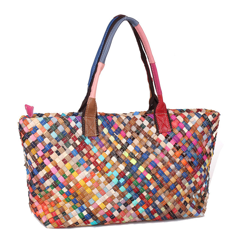 Hand-woven bag color bag