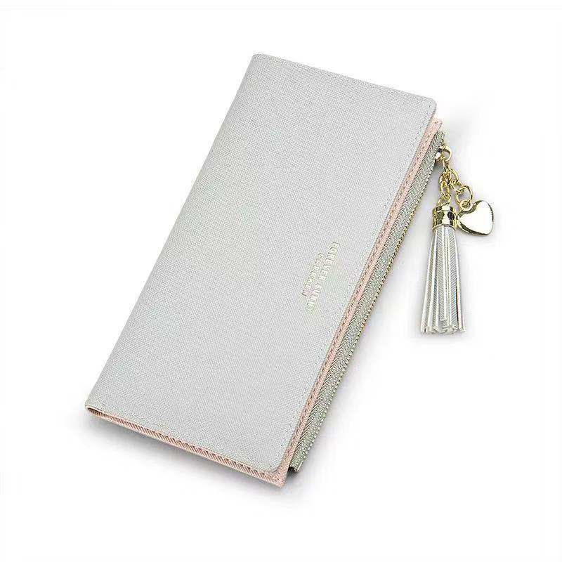 Fashion Simple Cross Pattern Tassel Zipper Wallet