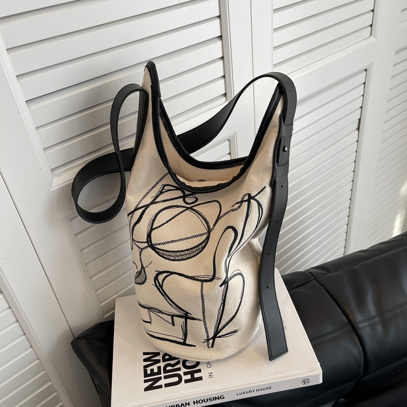 Casual Canvas Embroidered Shoulder Bag Fashion