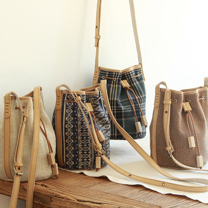 Harajuku Style Simple And Fashionable Ethnic Bucket Bag