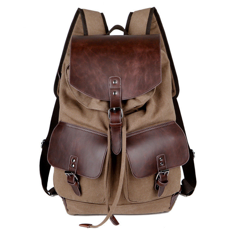 Canvas With Crazy Horse Leather Men's Backpack