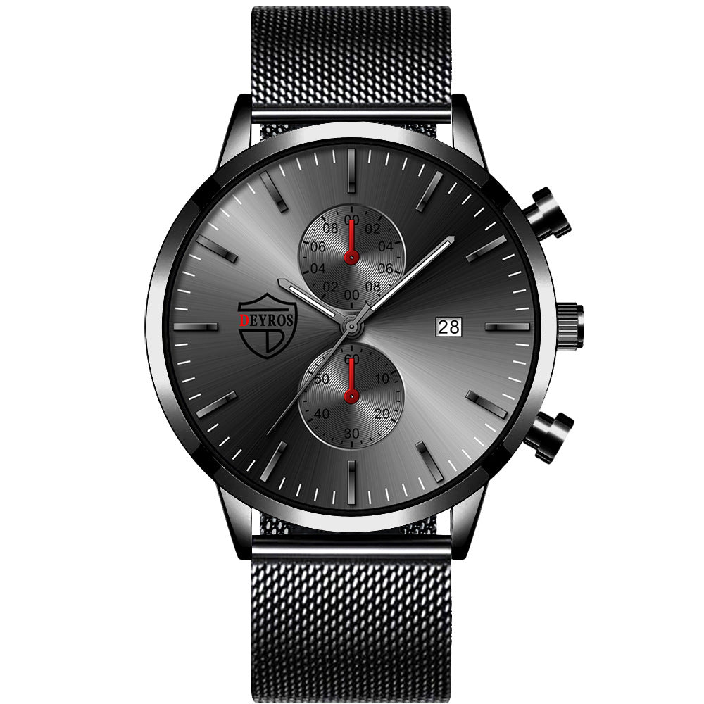 Fashion Mesh Strap Men's Calendar Watch Luminous Quartz