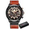 Waterproof Quartz Multifunctional Men's  Calendar Belt Watch