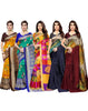 Women's Poly Silk Printed Saree Pack Of 5 - Indian Traditional Saree Wedding Dress Handmade Famous Actress Style Party Wear Free Size  Ethenic Wear Clothes For Women