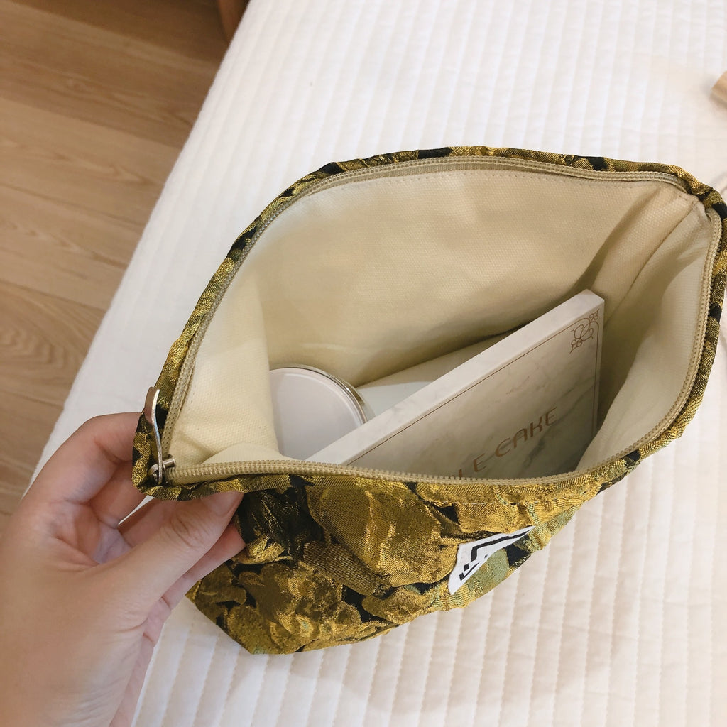 Cloth Bag Gilt Elegant Lady Hand Bag Makeup Bag Canvas Handbag Embossed Jacquard