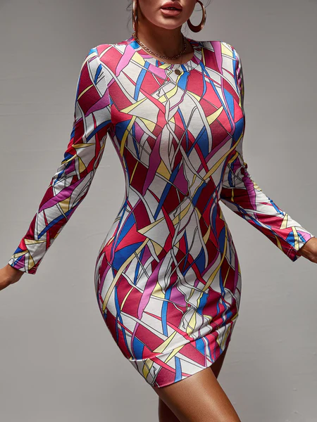 Allover Print Bodycon Dress 