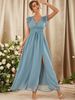 Butterfly Sleeve Tie Waist Split Thigh Dress