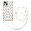 For iPhone 14 Electroplating Lambskin Lanyard Phone Case(Grey)