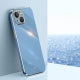 For iPhone 14 XINLI Straight 6D Plating Gold Edge TPU Shockproof Case(Celestial Blue)