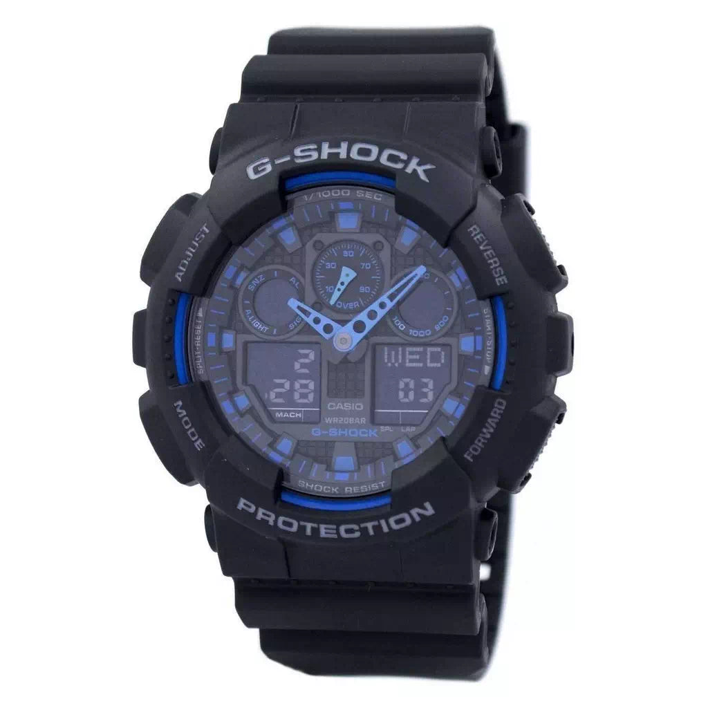 Casio G-Shock World Time Alarm GA-100-1A2 GA-100 Men's Watch Model: GA-100-1A2