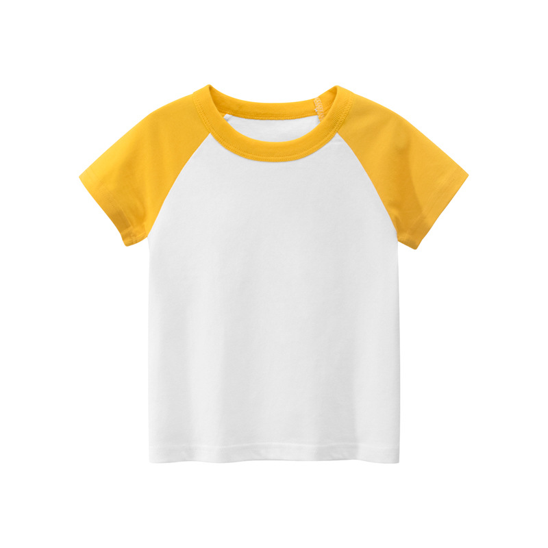 Kids Basic Color Blocking Round Neck Short-Sleeved T-Shirt