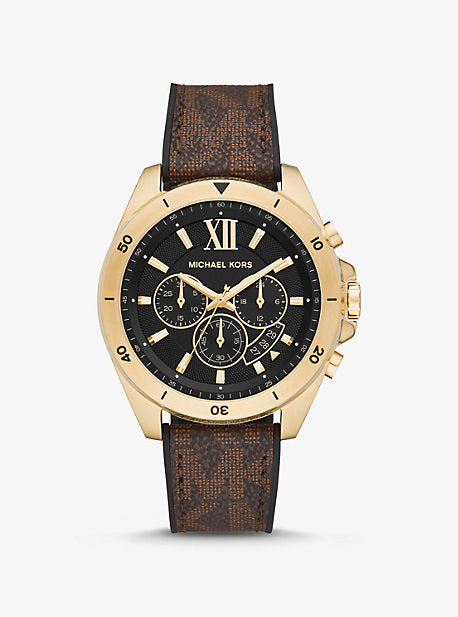 Michael Kors Oversized Brecken Logo Chronograph Leather Quartz MK8849 Men's Watch