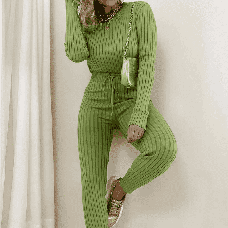 Matching Ribbed Sweater & Sweatpants Lounge Set