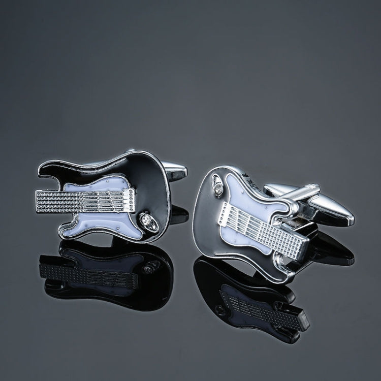 2 pairs Brass Music Series Instrument Note Cufflinks, Color: Red Guitar