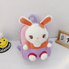 Kindergarten School Bag Plush Toy Children Cute Cartoon Backpack(With Hat Bunny Pink)