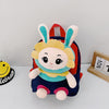 Kindergarten School Bag Plush Toy Children Cute Cartoon Backpack(With Hat Bunny Pink)