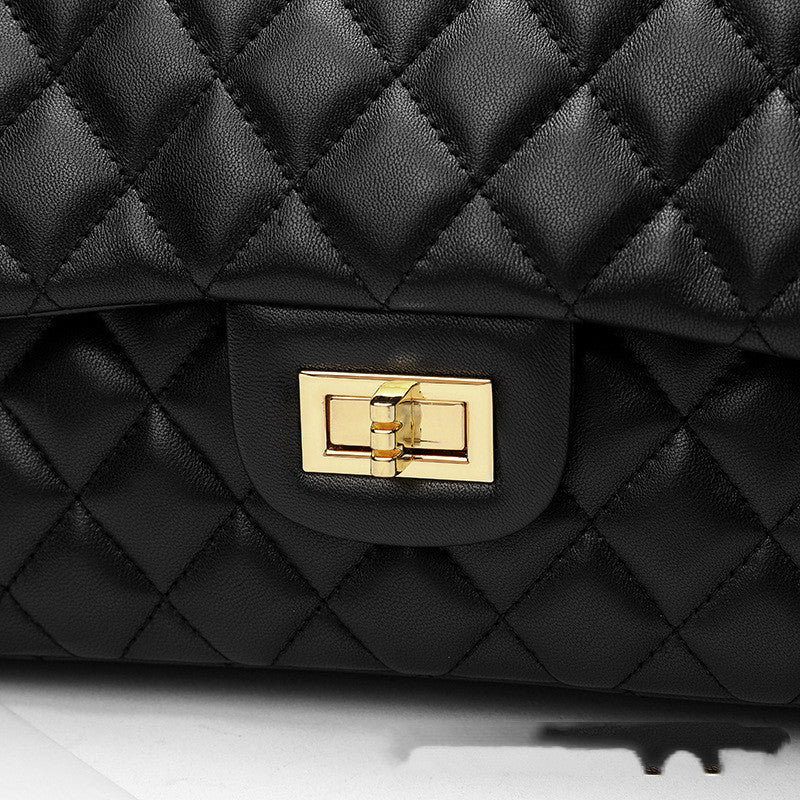 Women's Leather Black Diamond Chain Bag