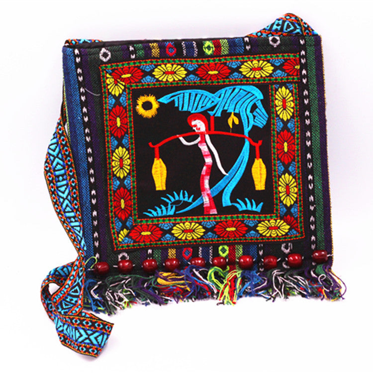 Embroidered Linen One Shoulder Messenger Ladies Bag Hmong