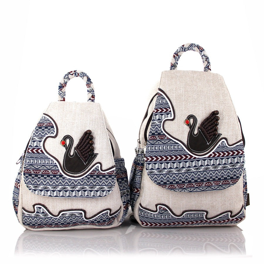 Swan Woven Three-dimensional Double-layer Zipper Backpack