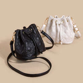 Cowhide Bucket Cloud Pearl Handbag