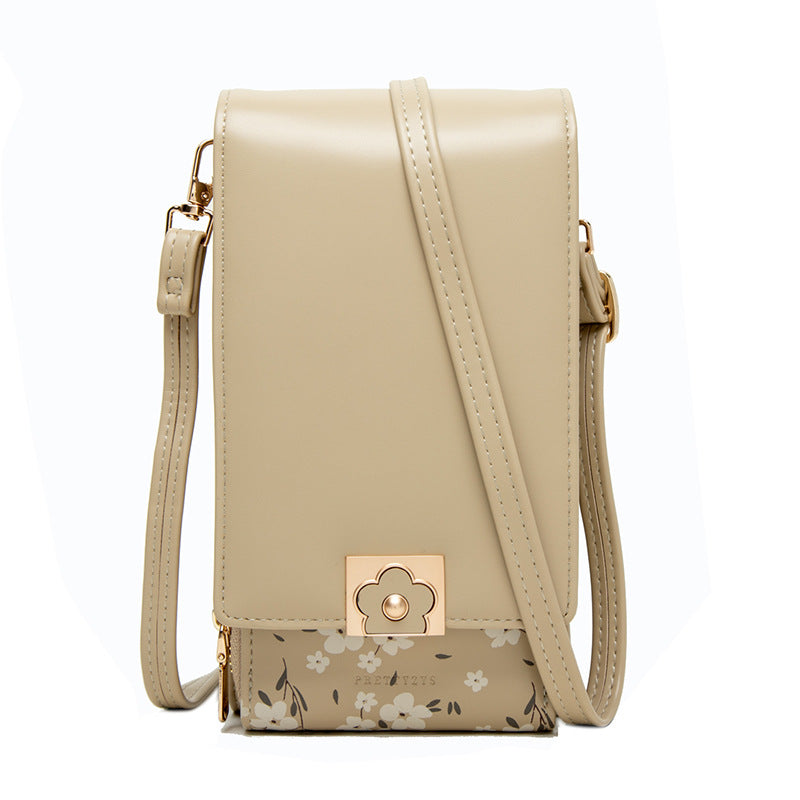 Korean Style PU Double Zip Flap Shoulder Crossbody Bag