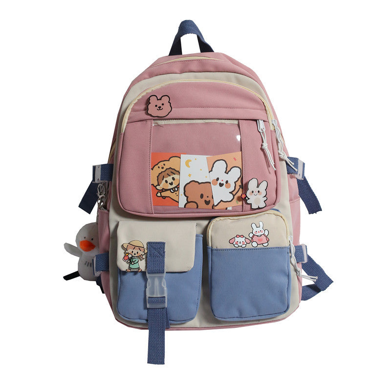 Women's Shoulder Contrast Color Cute Large Capacity Schoolbag