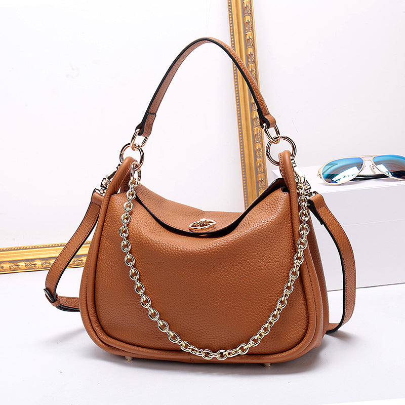 Ladies Chain Toe Layer Leather Tote Bag