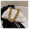 Autumn Fashion Women's Embroidery Line Rhombus Chain Shoulder Bag