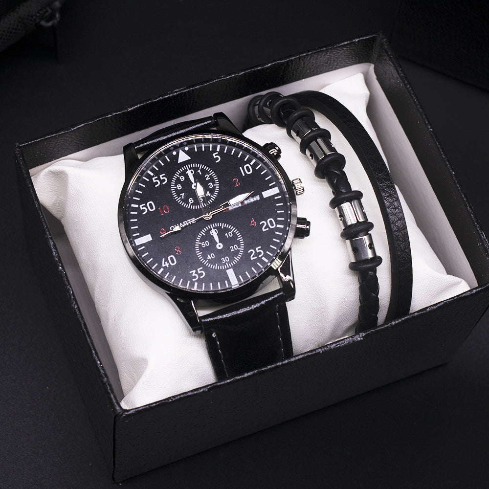 Watch Men 3pcs New Watch Men's Trend Student Fashion Quartz