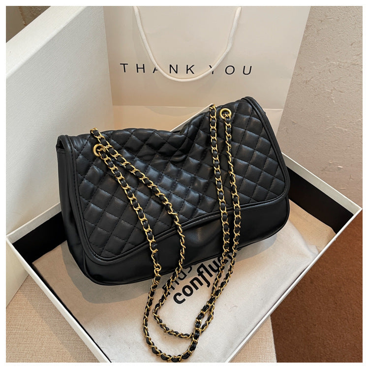 Fashion Simple Solid Color Diamond Chain Bag