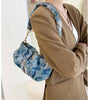 Blue Flowers Oil Painting Shoulder Cloud Bag