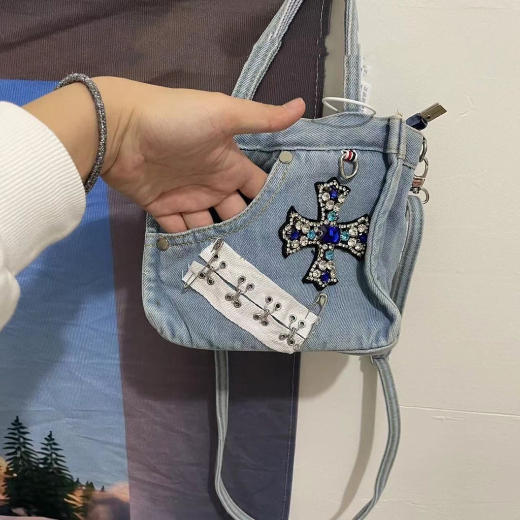 Denim Portable One Shoulder Diagonal Bag