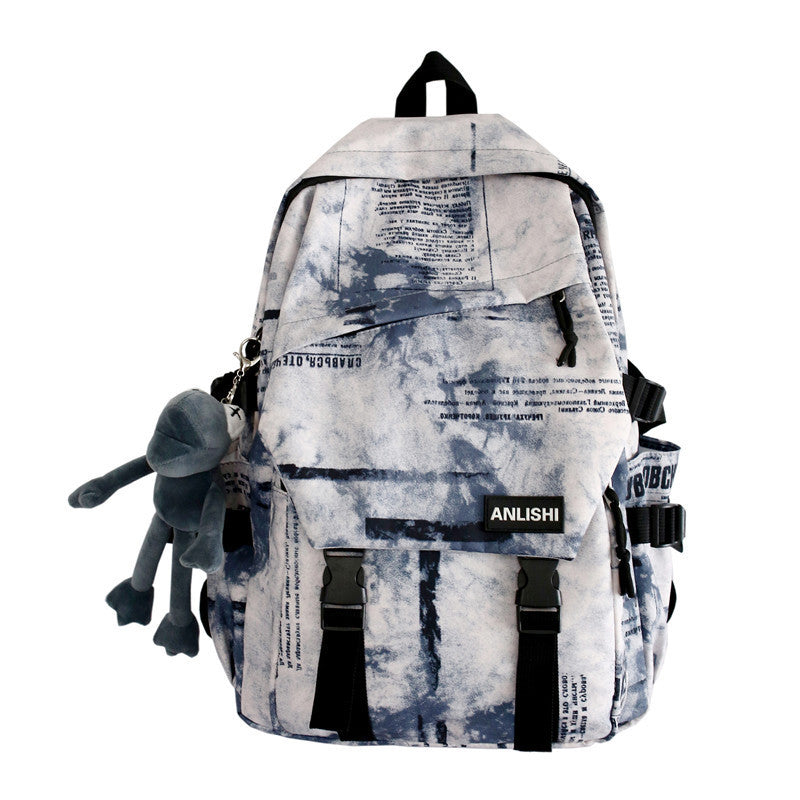 Street Tooling Style Heavy Metal Dark Black Mountain Series Harajuku Trendy Backpack