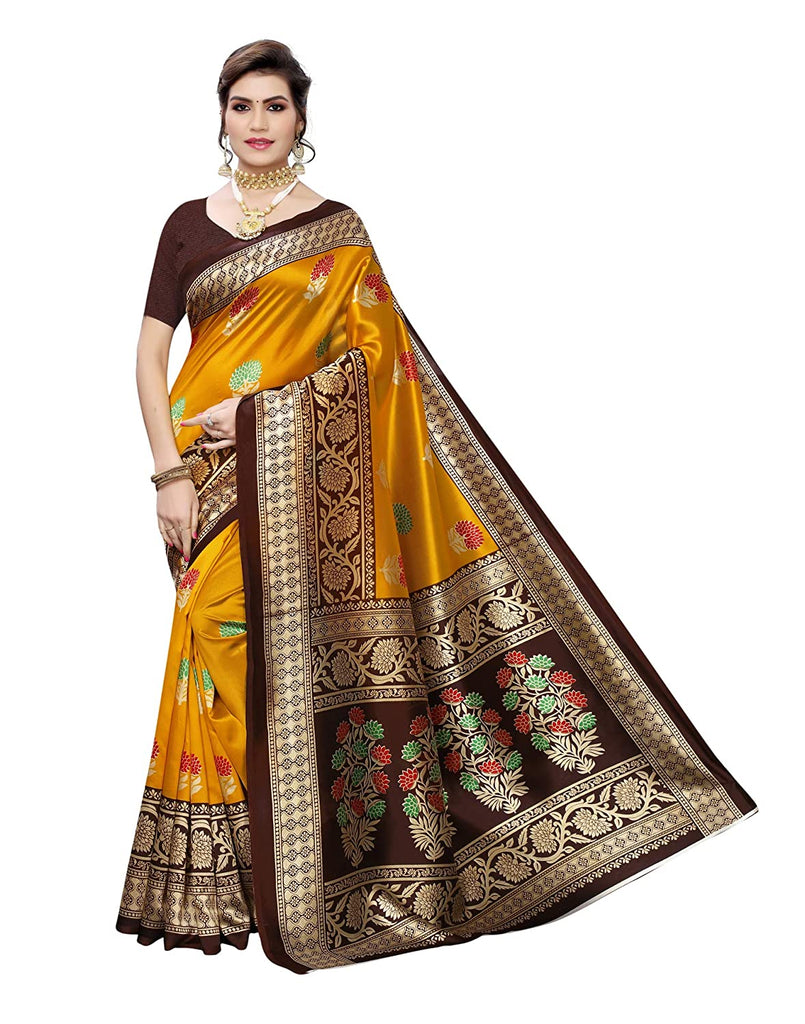 Women's Poly Silk Printed Saree Pack Of 5 - Indian Traditional Saree Wedding Dress Handmade Famous Actress Style Party Wear Free Size  Ethenic Wear Clothes For Women