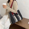 Fashion High-quality Striped Contrasting Color Shopping Bag
