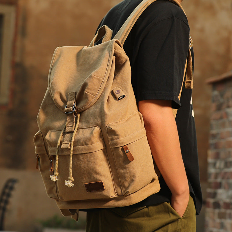 Men's Retro Canvas Backpack Casual Middle School Students