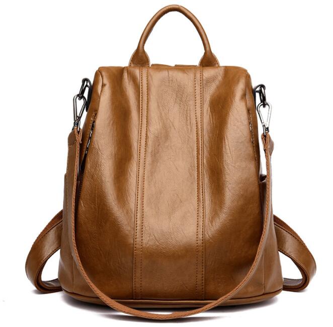 All-match Leather Soft Leather Anti-theft Multifunctional Backpack