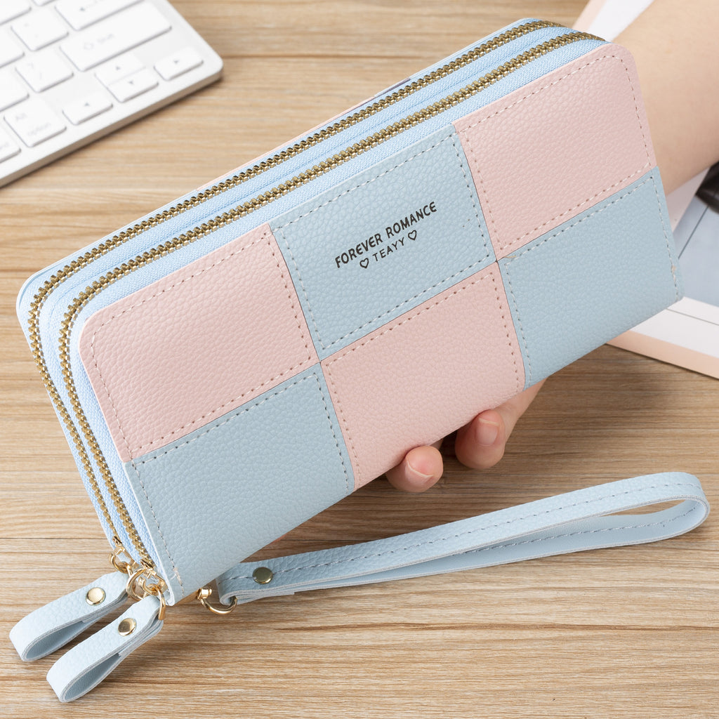 Three Color Splicing Zipper Mobile Phone Bag Wallet