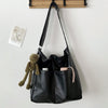 Women's Large Capacity Textured Soft Leather Bucket Bag