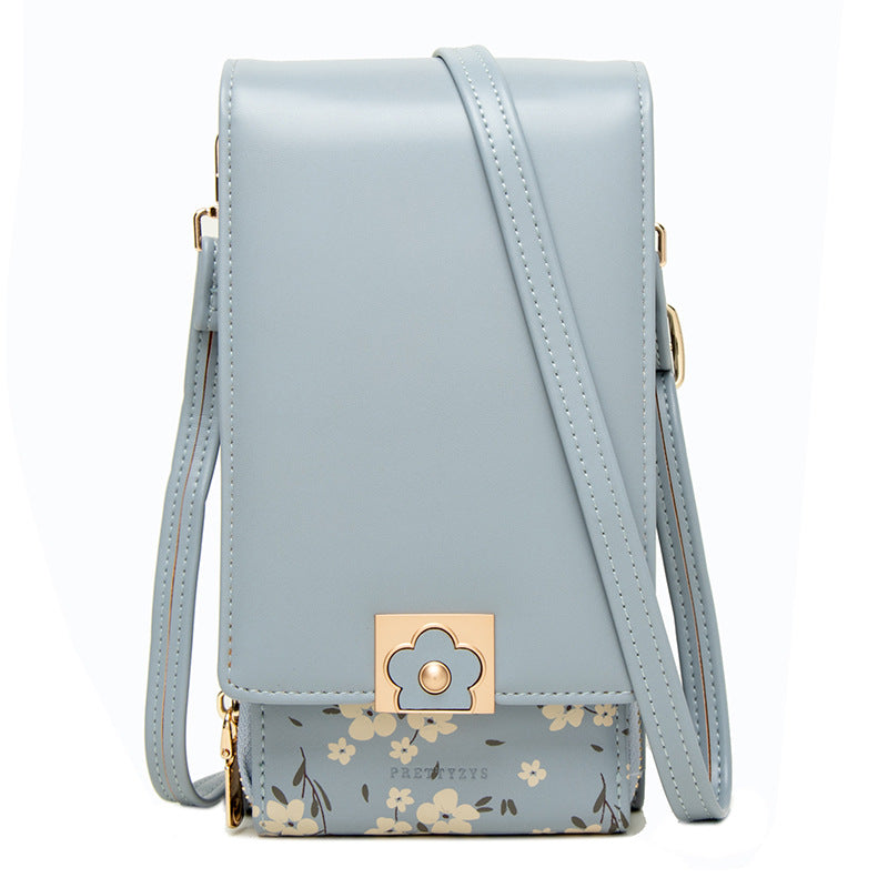 Korean Style PU Double Zip Flap Shoulder Crossbody Bag