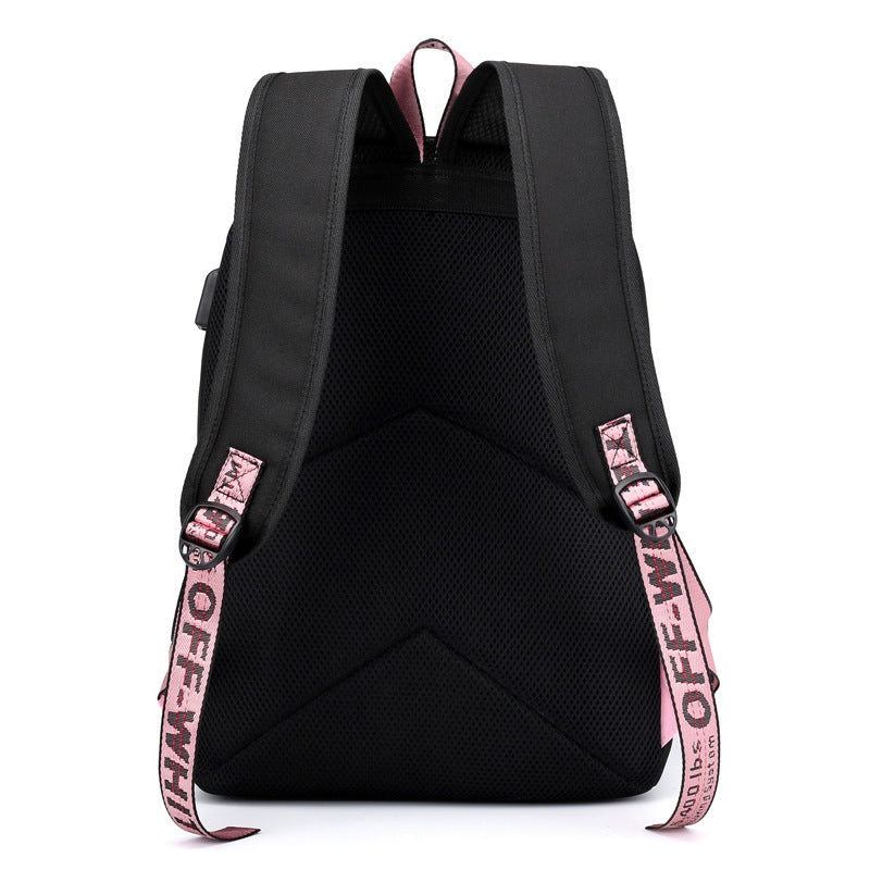 Backpack Korean Style USB Charging Student Female Large-capacity Backpack