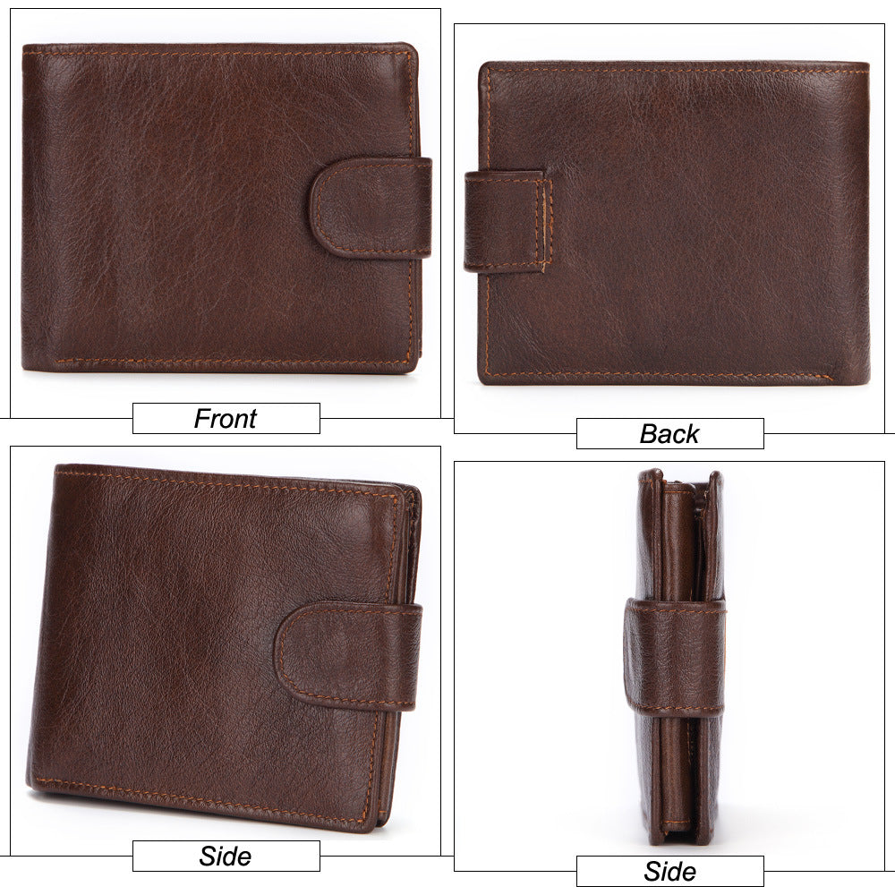 Top Layer Cowhide Clutch Bag Horizontal Style