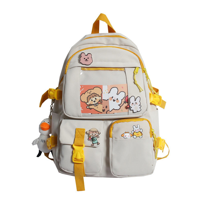 Women's Shoulder Contrast Color Cute Large Capacity Schoolbag