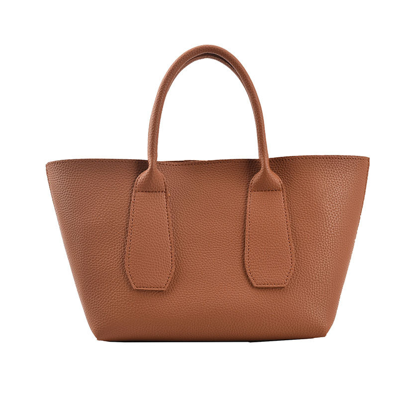 Pure Color PU Large Capacity Tote Bag Handbag Simple Female