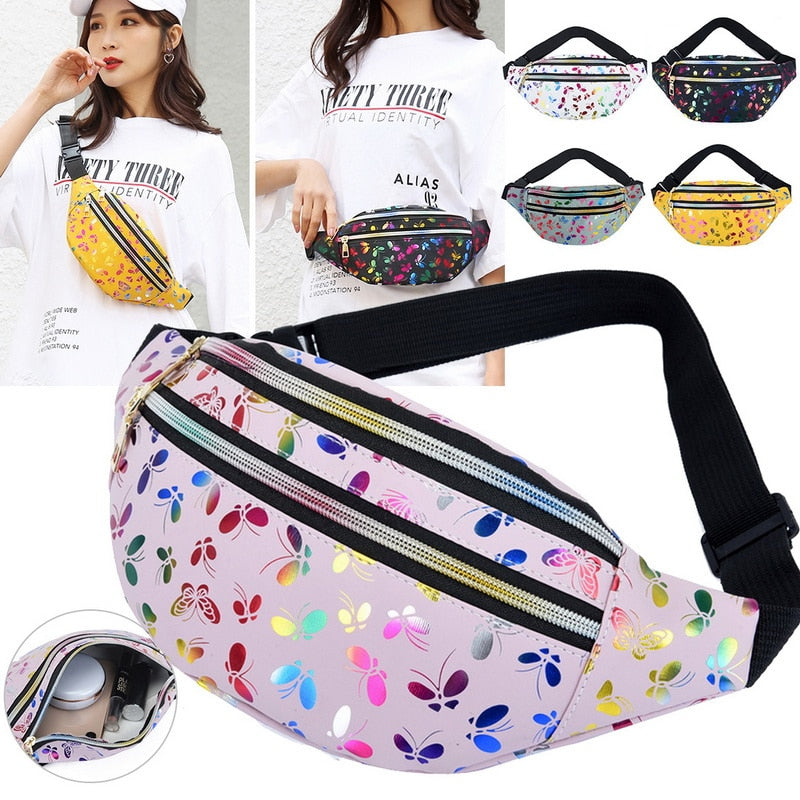 Multifunctional Lady Mobile Phone Fashion Double Zipper Waist Bag