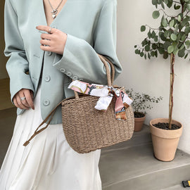 Woven Portable Women's Fashion Small  And Simple Small Square Bag